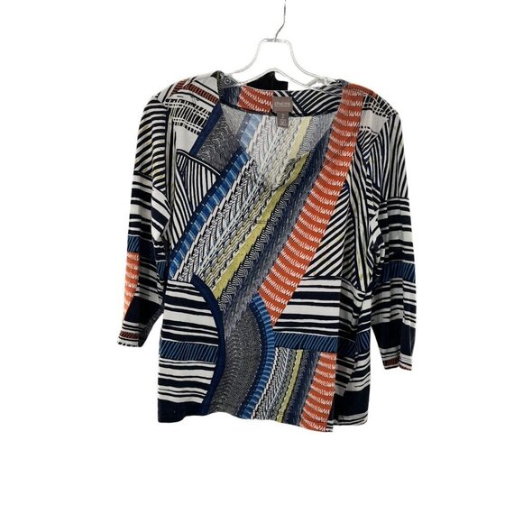 Chico's Womens V-Neck 3/4 Sleeve Multicolor Blouse Size Medium Colorful - Picture 1 of 11